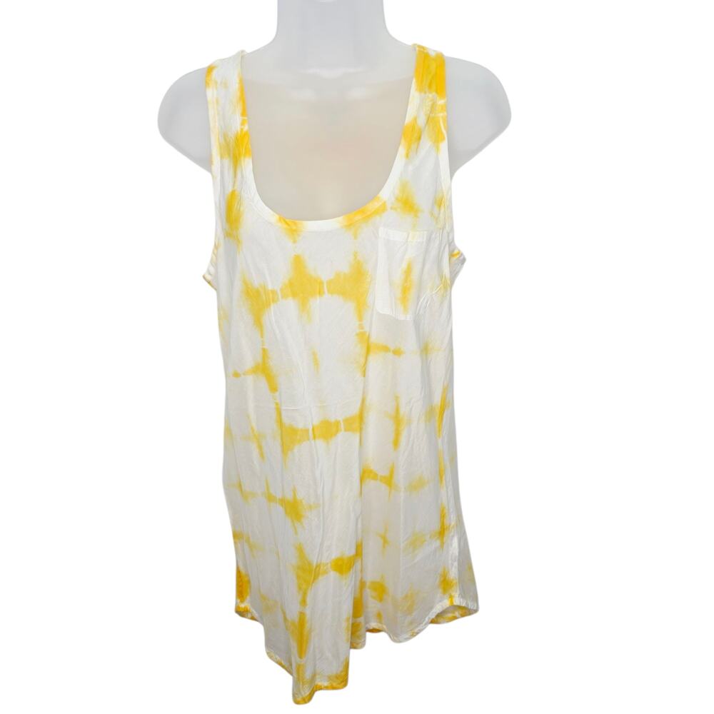 Gap Yellow Tie Dye Cotton/Silk Blend Tank Top Women's M Sleeveless boho Summer